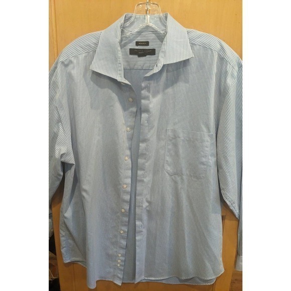 Pronto Uomo Mens Button Down Long Sleeve Soft 100% cotton Shirt Blue Size XL‎ - Picture 1 of 4